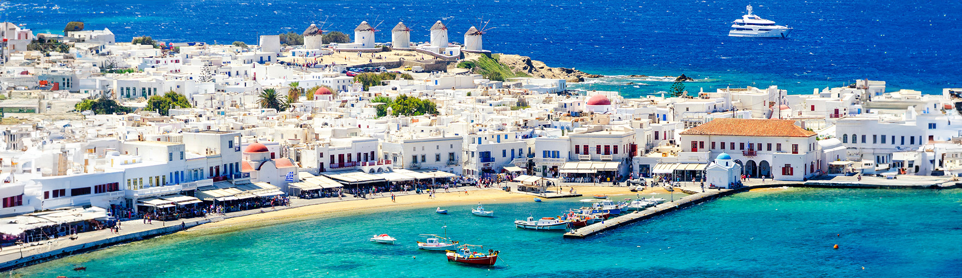 純白風車佇立的 Mykonos